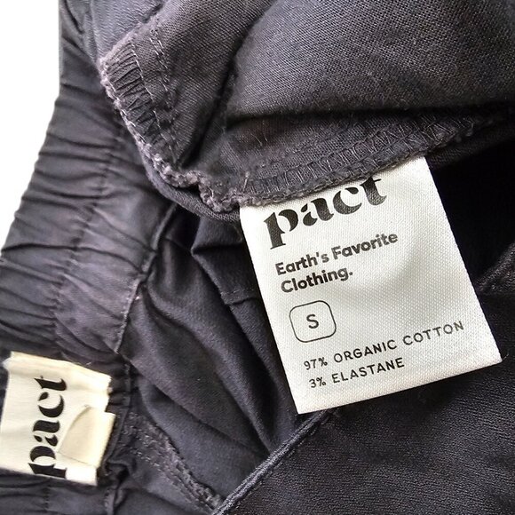 PACT Womens Organic Cotton Wide Leg Chino High Rise Pants, Crop,Grey, Size Small - Picture 5 of 8